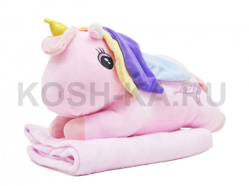 ЕДИНОРОЖКА РОЗОВЫЙ С ПЛЕДОМ